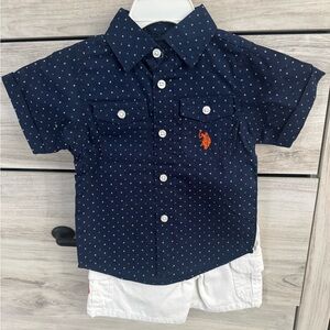 U.S. Polo Assn. Navy and White Kids Button Down Shirt